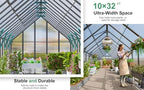 cdcasa 32x10x10 ft polycarbonate greenhouse for outdoors w/7, side view