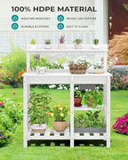 serwall outdoor potting bench with removable sink,gardening table,white on a desk or shelf