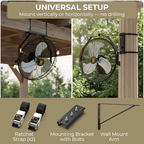 zebozap 18" outdoor fan | outdoor fans for on a desk or shelf