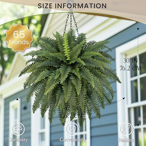 forest prince 42" artificial boston ferns, bush plants shown in use