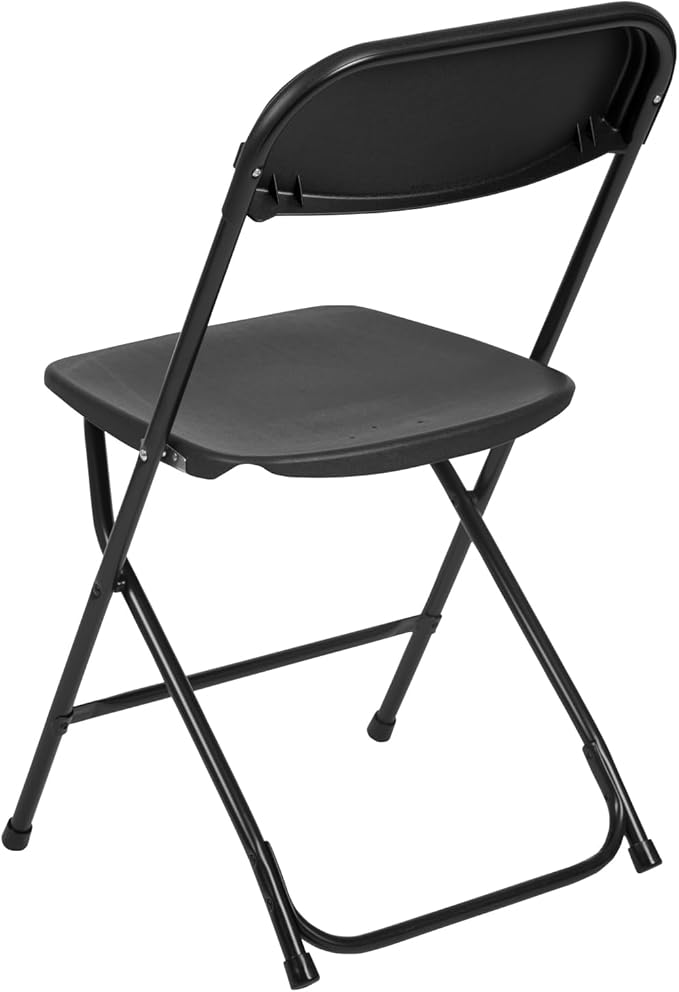 Flash Furniture Hercules Series Plastic Folding Chairs for Parties and Weddings, Stackable Commercial Event Seats with 650-lb. Static Weight Capacity, Set of 6, Black