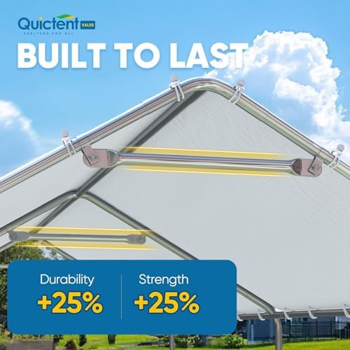 quictent 10x20 ft heavy duty carport canopy galvanized shown in use