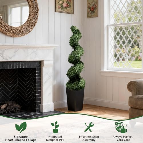 mavis's diary 5ft artificial spiral topiary trees, set, package contents