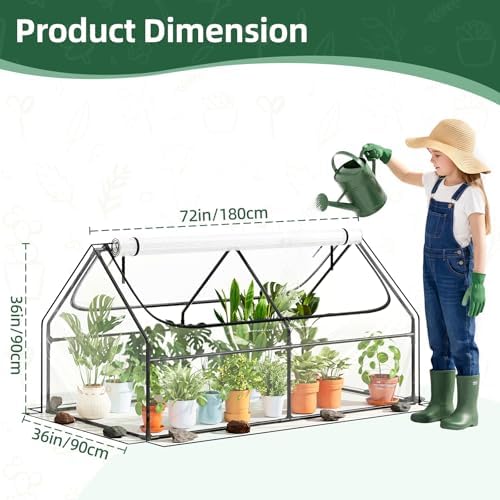superlele 6x3x3ft mini greenhouse with 2 large zipper shown in use