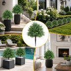 28'' artificial cedar topiary ball trees, 2 set, package contents