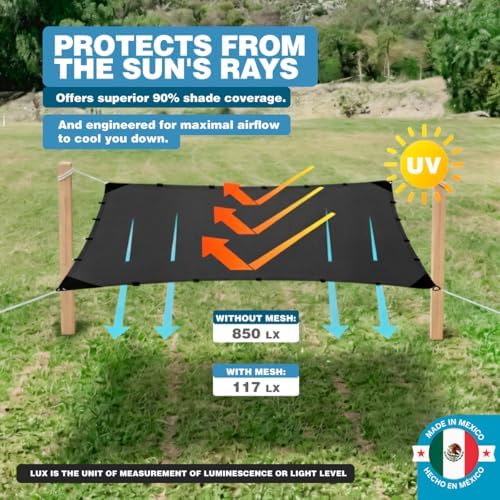 shade cloth 90% 12x10 ft, durable hdpe mesh, side view