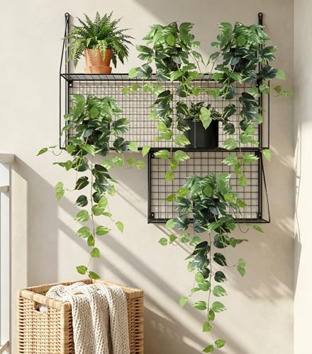 fake plants 2 pcs faux pothos plants potted showing dimensions