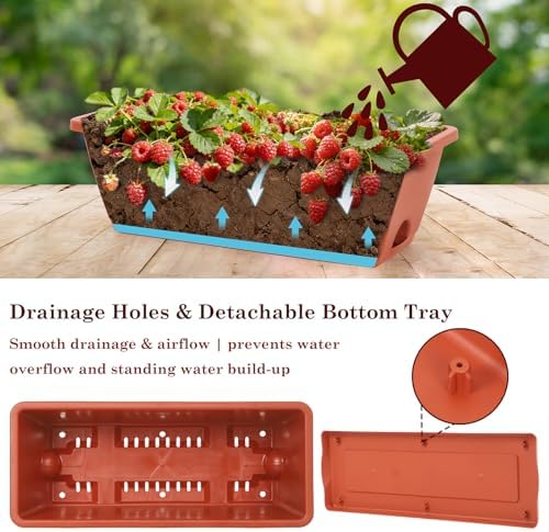 oyeal hanging flower pots for railing fence outdoor, side view