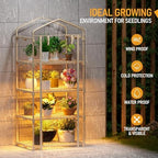 specilite 4 tiers adjustable indoor mini greenhouse with shown in use