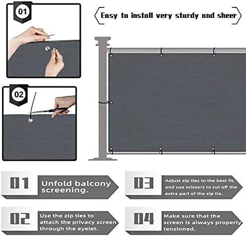 3'x20'balcony privacy screen cover fence cover uv protection, side view