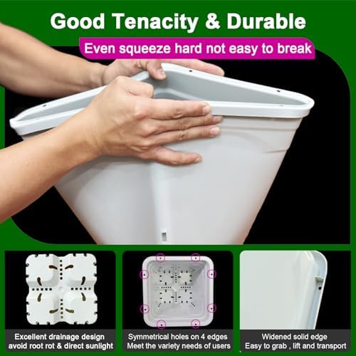 hg7x7sw 7"x7" square white pot, 9" tall pack, side view