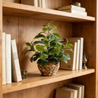 15" fake broad leaf plant seagrass basket tabletop, package contents