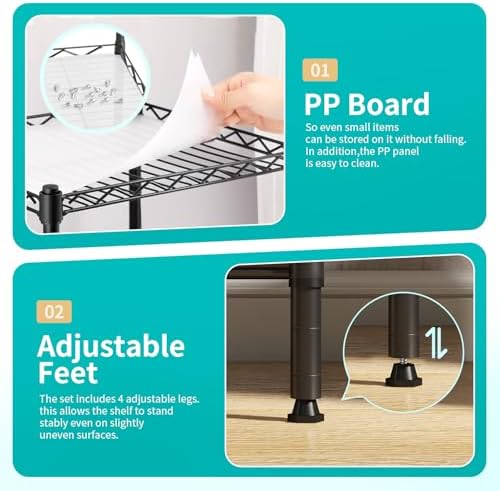 bestoffice | 4-tier wire shelf | 12" x, side view