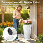 qcqhdu 21 inch tall planters for outdoor & showing dimensions