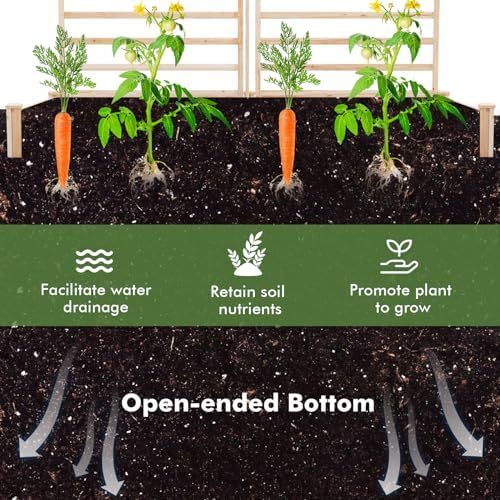 costway raised garden bed with 2 planter boxes, front angle view