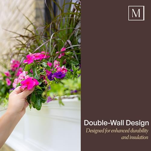 mayne fairview 60in self-watering rectangular window box planter, front angle view