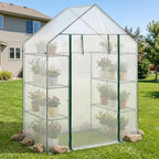 giantex walk-in greenhouse, 4 tier 8 shelves, portable, close-up detail