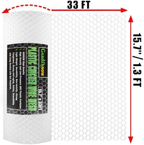 upgraded 15.7in x 33ft abs plastic chicken white, close-up detail