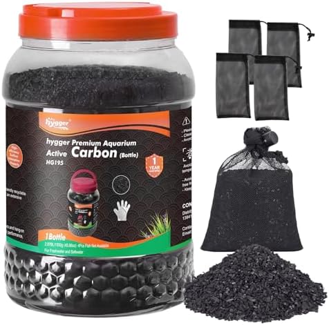 hygger aquarium activated carbon, premium natural coconut shell, main product view