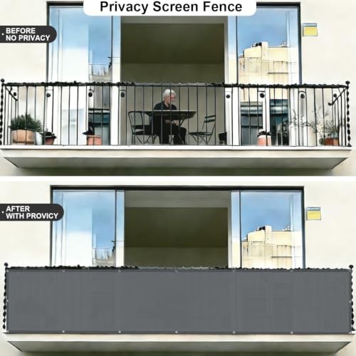 coolboys 3'x9' dark grey balcony privacy screen fence, side view