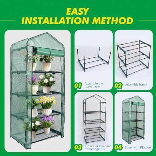 maxworks 4-tier portable walk-in greenhouse – 27" x, close-up detail