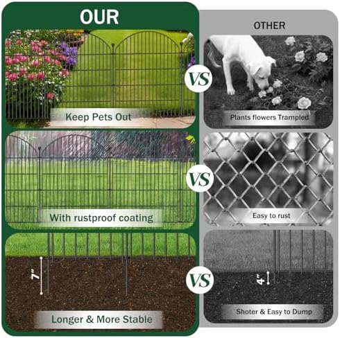 no dig garden fence panels, dog fence outdoor, close-up detail
