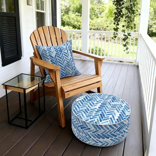 lvtxiii indoor/outdoor inflatable ottoman, all weather round footrest shown in use