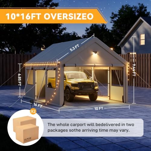 10x16 carports heavy duty, portable single car port shown in use