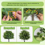 artificial cedar topiary ball tree with ground spike:, side view