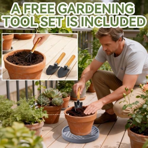 plant caddy with hidden wheels 13.5 inch heavy, front angle view