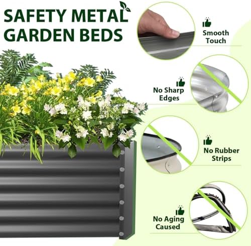 anleolife 8x4x1.5ft rectangular raised garden bed kit, quartz, side view