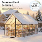 6x10ft greenhouse with thermometers, aluminum greenhouse for outdoors, side view