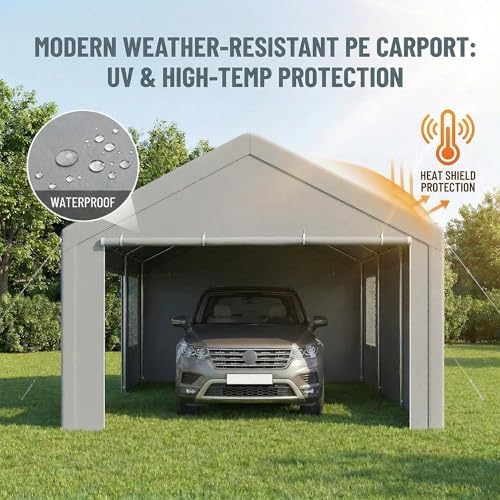 cobizi 12x20 ft heavy duty carport with galvanized, close-up detail