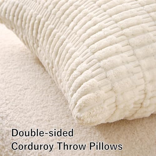 corduroy decorative throw pillow with inserts, 18x18 inch, side view