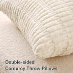 corduroy decorative throw pillow with inserts, 18x18 inch, side view