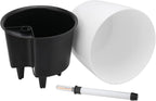 4 Pack 7 Inch Self Watering Planter for Indoor Plants, White Decorative Round Plastic Self Watering Pots with Level Indicators for Soil Planting, Flowers, Herb, African Violet, Succulent