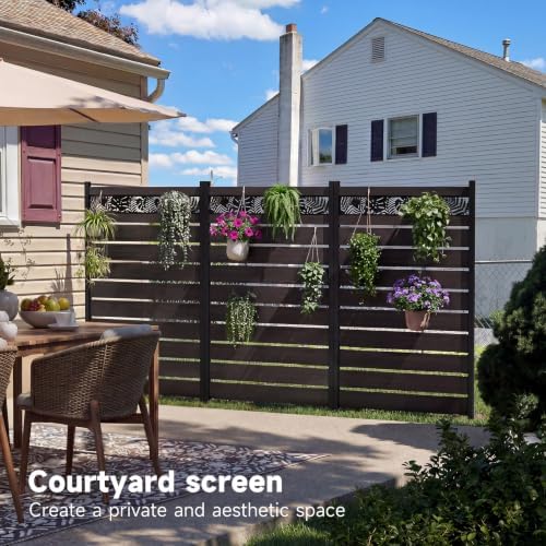 wooden privacy fence screen,outdoor trash can and air on a desk or shelf