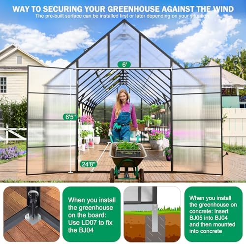 cdcasa 24x10x10 ft polycarbonate greenhouse for outdoors w/5 shown in use