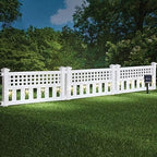 skymall 8-piece solar garden border fence with corner, front angle view