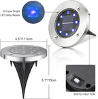 LYHOPE Solar Ground Lights Outdoor, 16 Pack 8 LED Solar Disk Lights Waterproof Garden In-ground Pathway Lights Landscape Lighting for Lawn,Yard,Deck,Patio,Walkway (Blue)