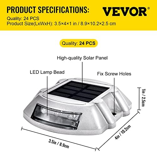 vevor evor driveway lights 24-pack solar driveway lights, front angle view