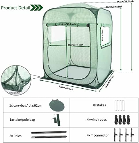 porayhut pop up greenhouse tent,portable x-large walk-in flower shown in use