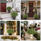 artificial cedar potted plant christmas greenery for front showing dimensions