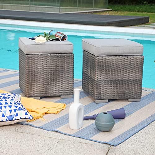 patiorama 2 pieces assembled outdoor patio ottoman, grey shown in use