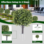 24" set of 2 artificial boxwood topiary ball, side view