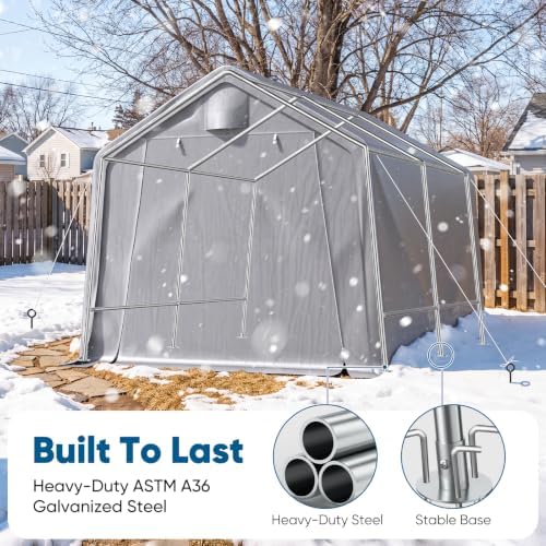 quictent 8x8ft storage shelter portable shed with roll-up, close-up detail