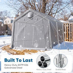 quictent 8x8ft storage shelter portable shed with roll-up, close-up detail