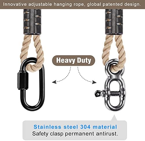 SELEWARE 3ft Tree Swing Rope, Adjustable Hammock Straps Hanging Kit | Quick Easy Installation, Fits Tree Branches, Beige 2 Pack, Ideal for Indoor Outdoor Use, Camping, Hammock Chairs and Swings