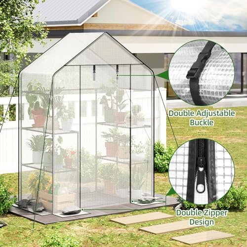 superlele walk-in greenhouse with white pe mesh cover on a desk or shelf