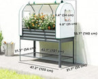 outsunny galvanised raised garden bed with greenhouse cover on a desk or shelf